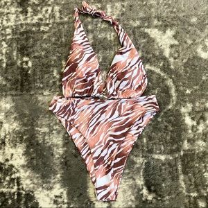 Tie zebra print bikini
